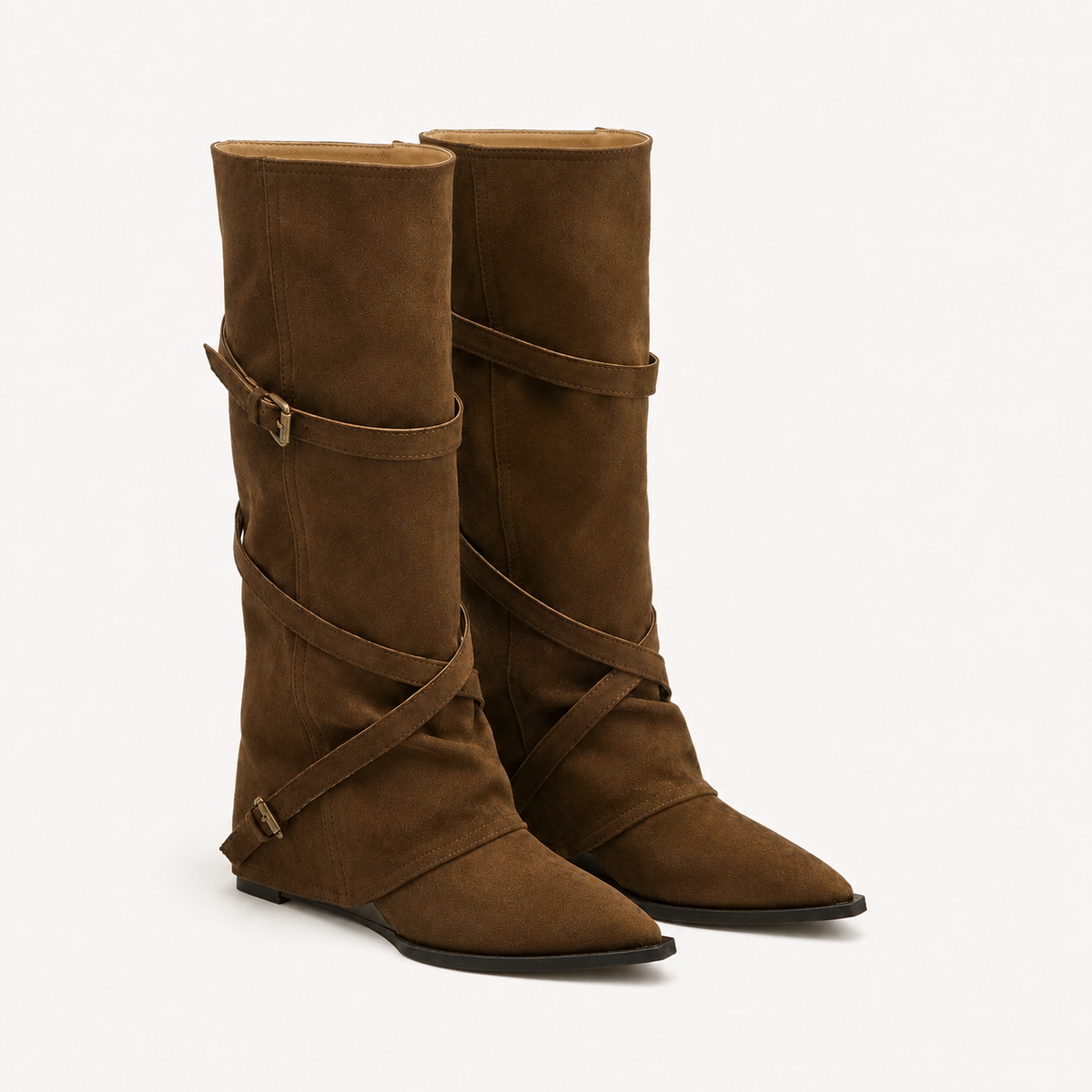 Umber Buckle Knee-High Boots