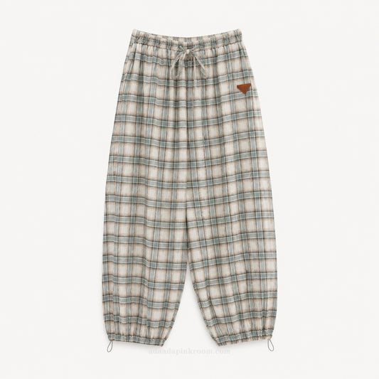 Checked Drawstring Trousers