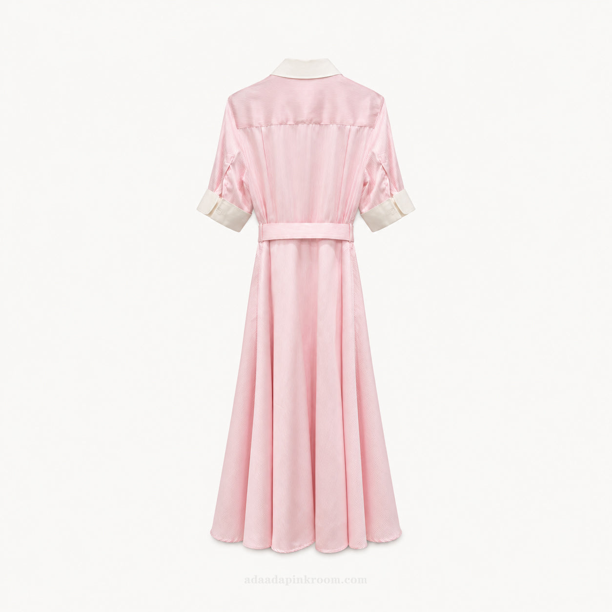 Pink Stripe Belted Shirt Dress