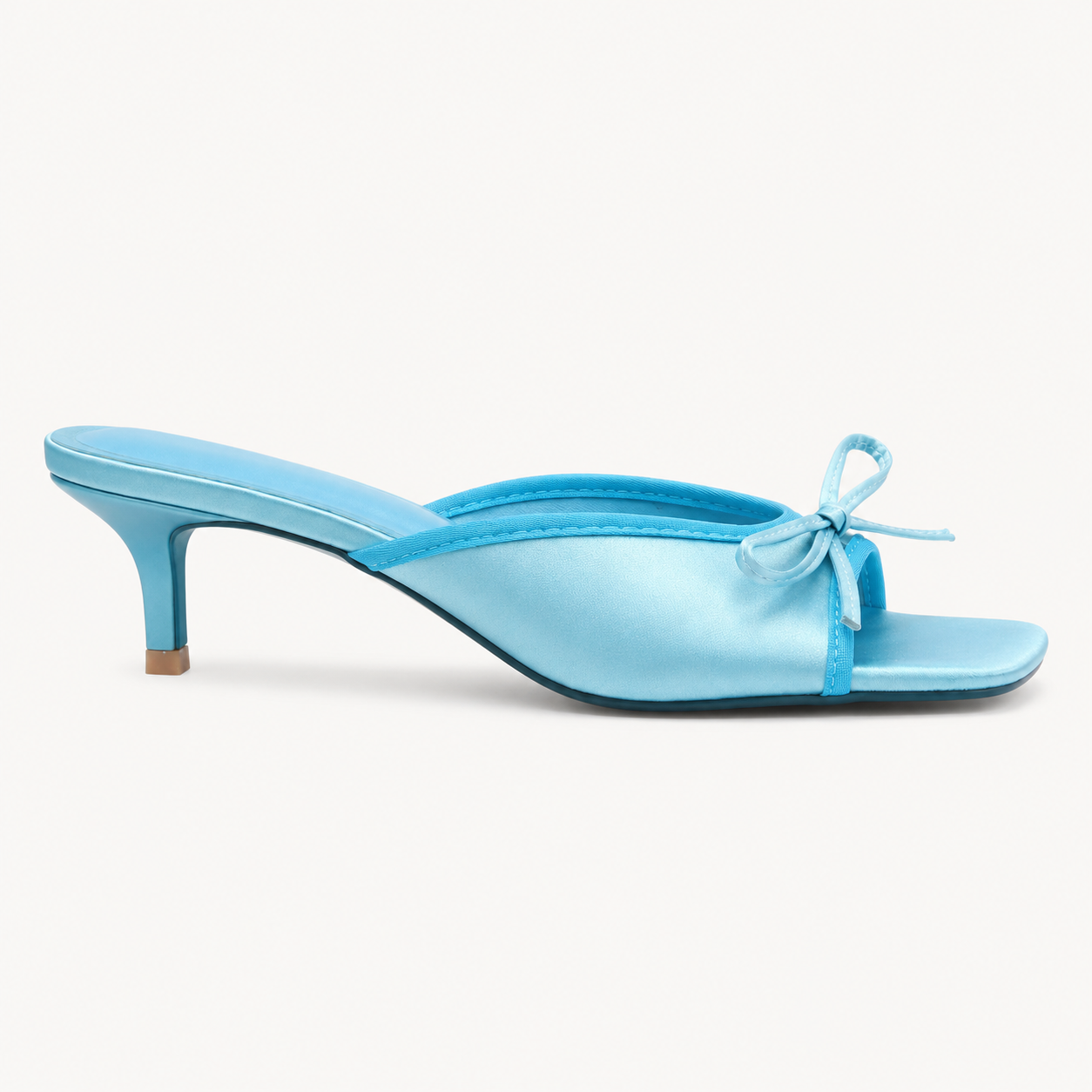 Bow Satin Heeled Mules