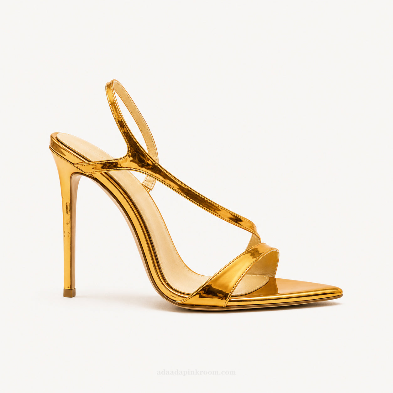 Mirror Gold Strappy Heeled Sandals