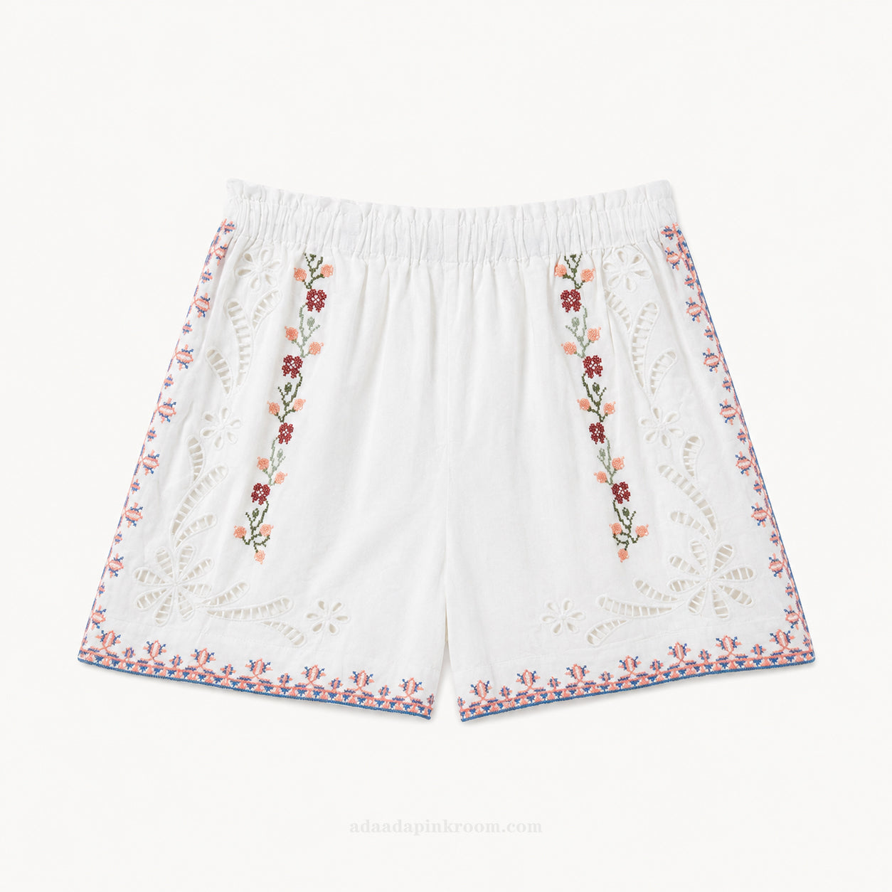 ELENA Embroidered Cotton Shorts