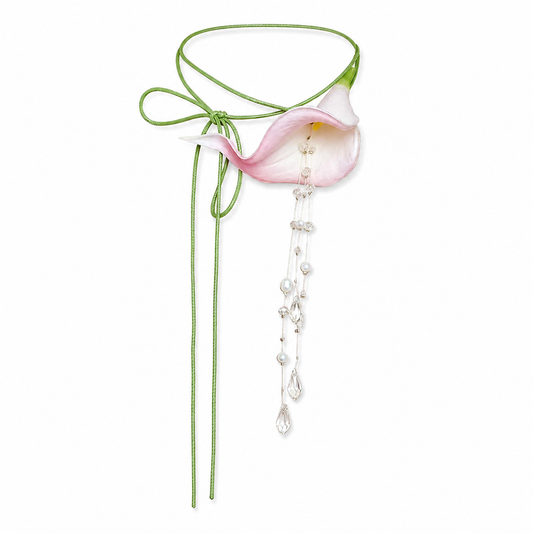 Tie Necklace in Blush Lily Dew