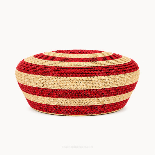 Striped Raffia Pillbox Hat