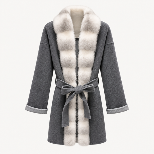Misty Fur Trim Cashmere Coat