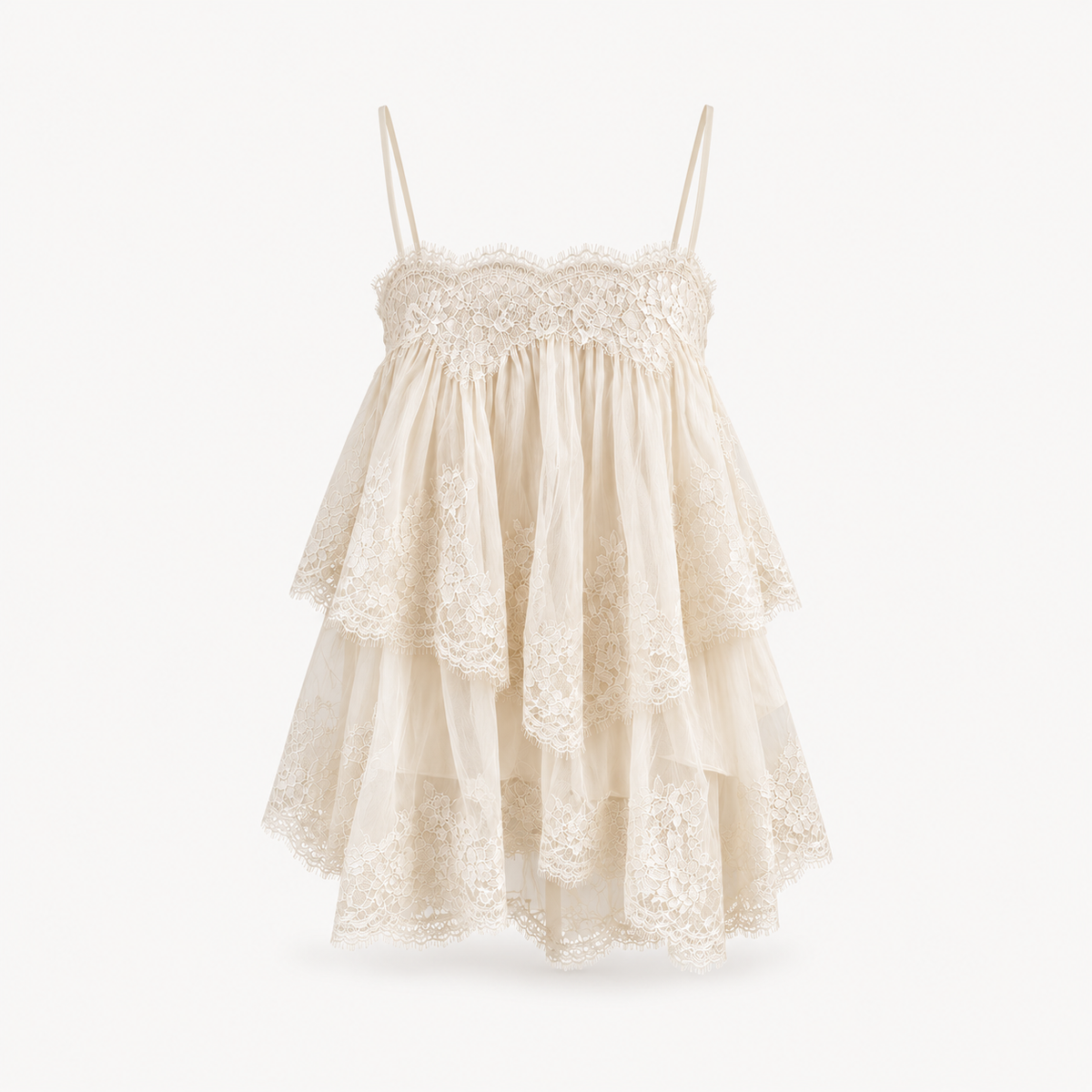 Daisy Lace Layered Cami Top - Chocolate Brown