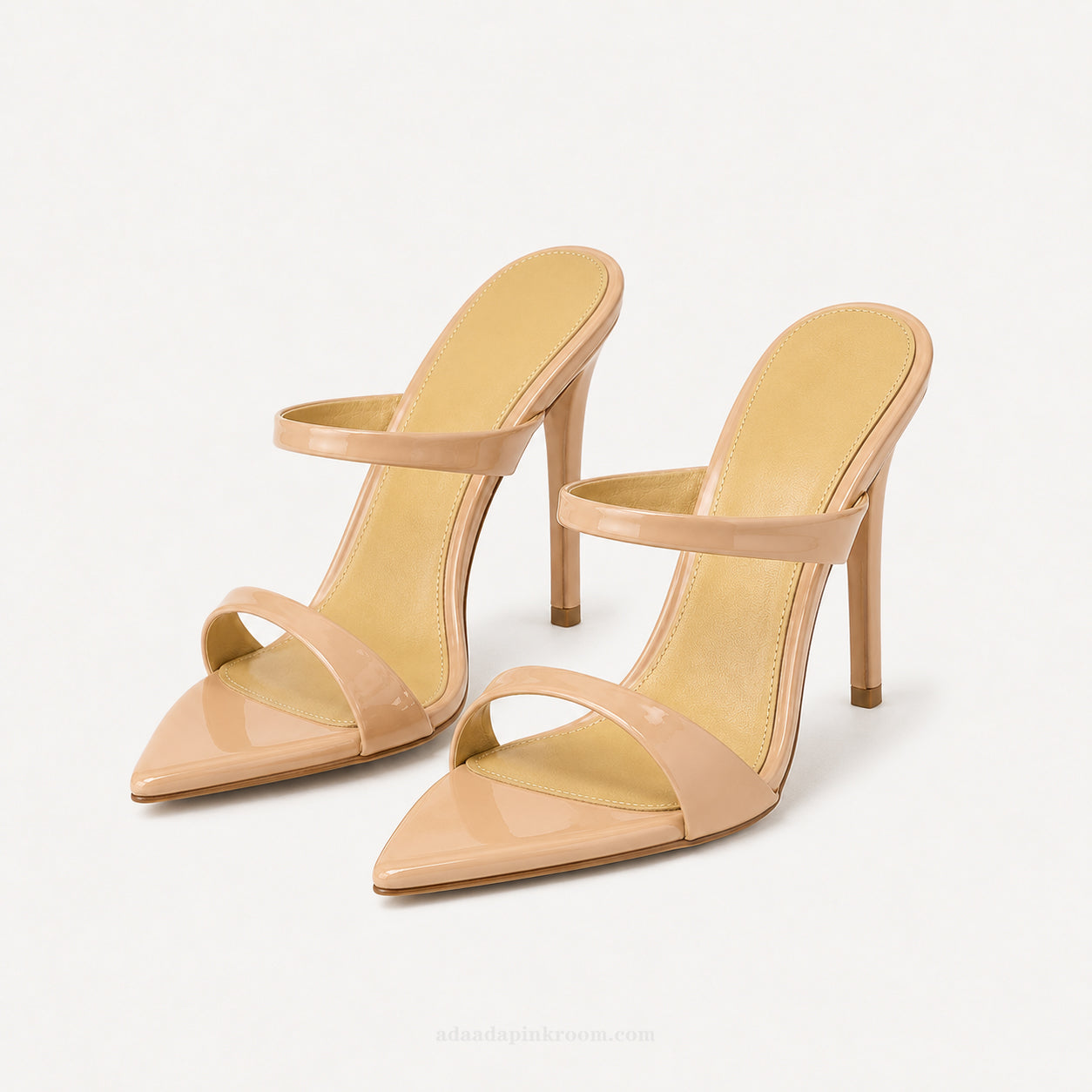 Nude Patent Strappy Heeled Sandals