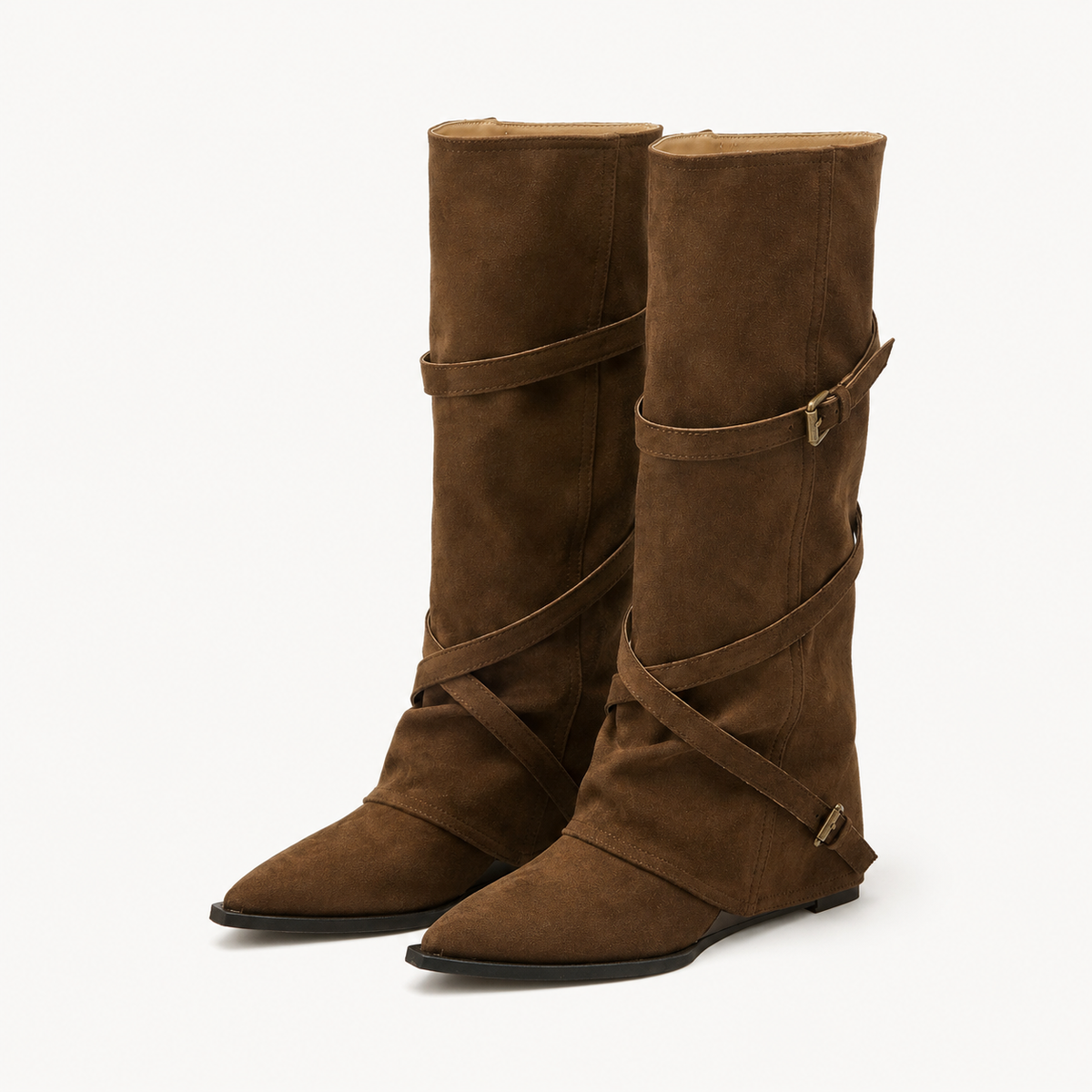 Umber Buckle Knee-High Boots