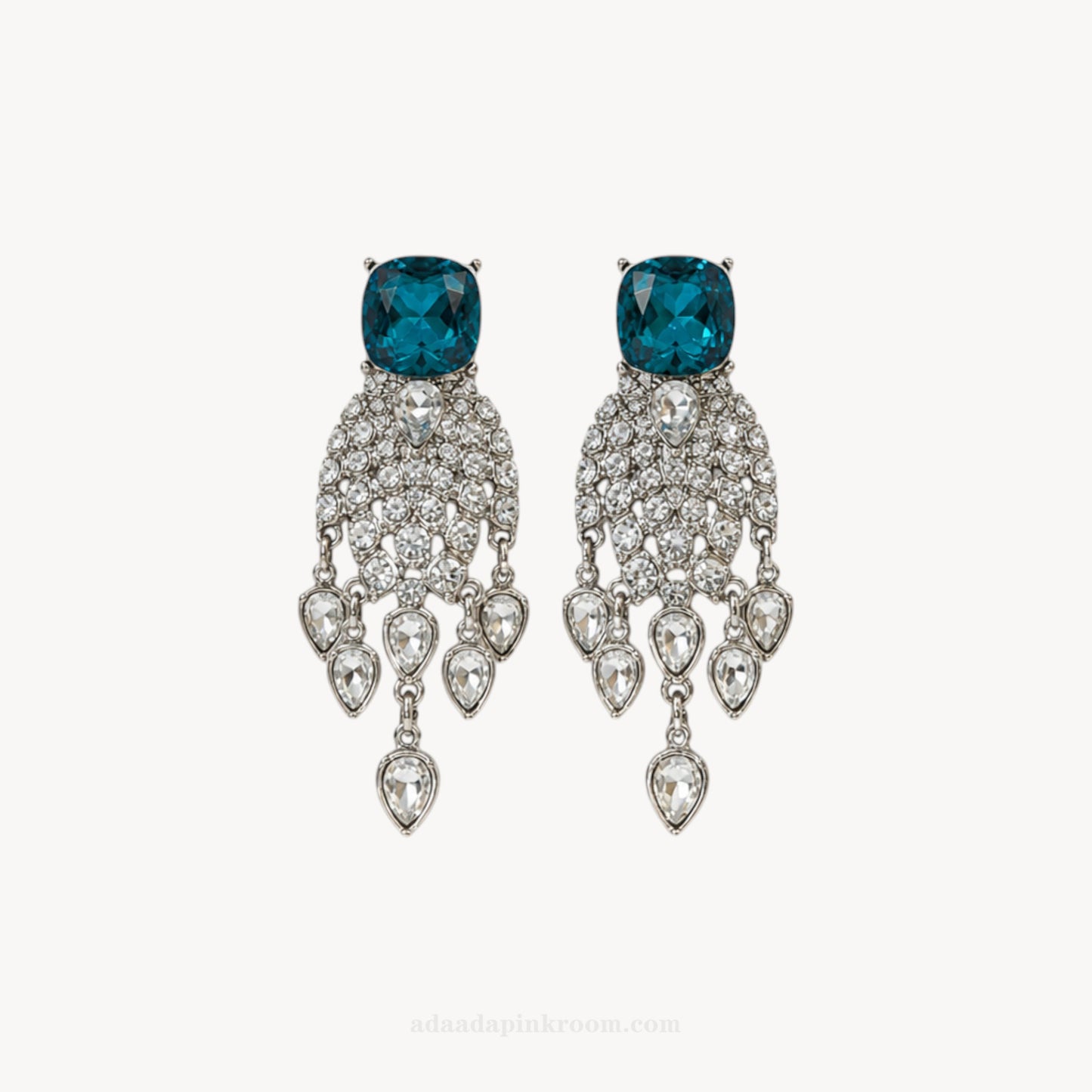 Blue Crystal Drop Earrings