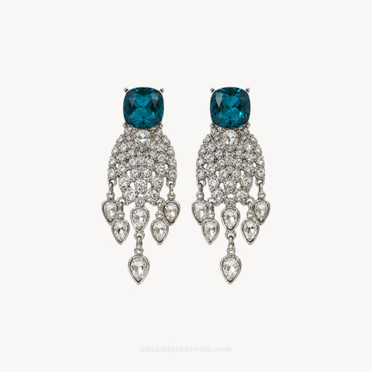 Blue Crystal Drop Earrings