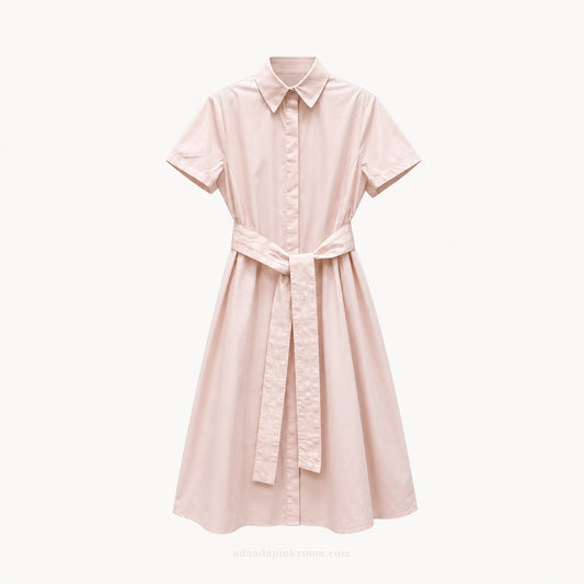 Belted Shirt Midi Dress