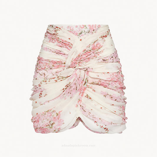 FLORAL RUCHED MINI SKIRT