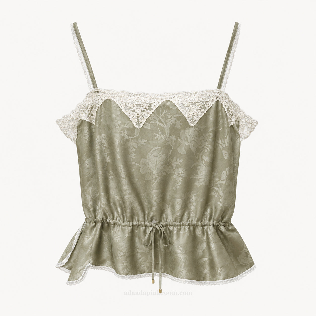 Lace Trim Jacquard Camisole Top