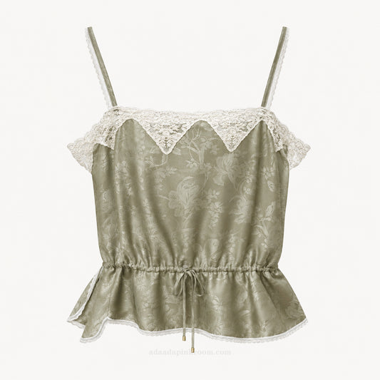 Lace Trim Jacquard Camisole Top