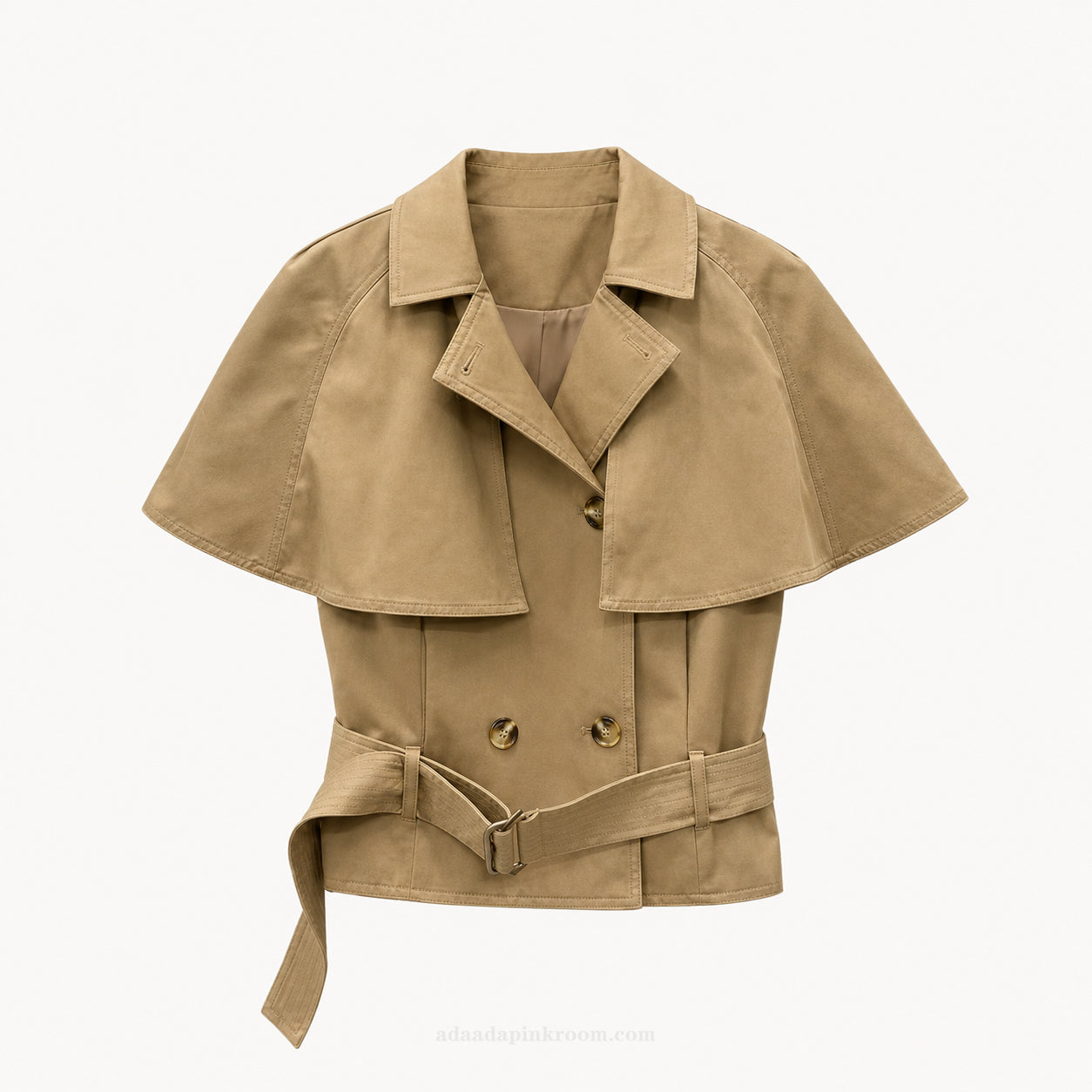 Cape Detail Belted Trench Jacket