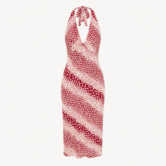 FLORAL HALTER MIDI DRESS