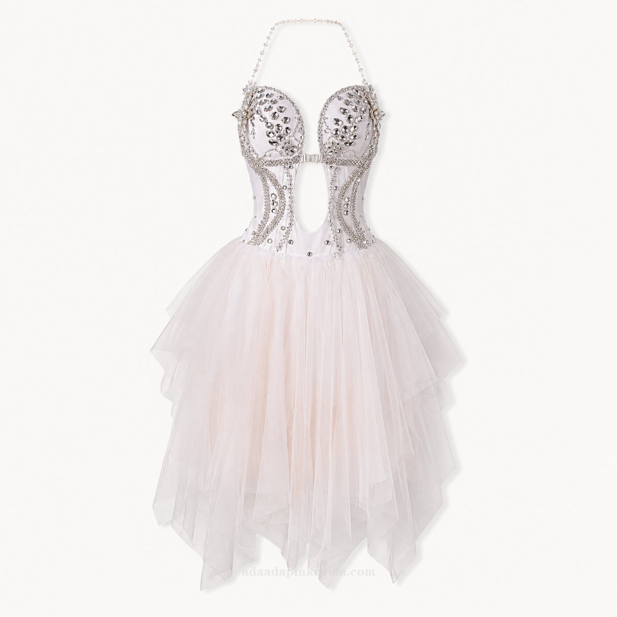 EMBELLISHED TULLE MINI DRESS