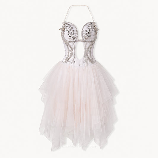 EMBELLISHED TULLE MINI DRESS