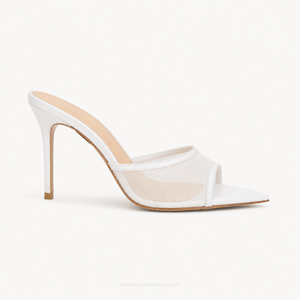Ivory Lace Pointed Toe Mule Heels