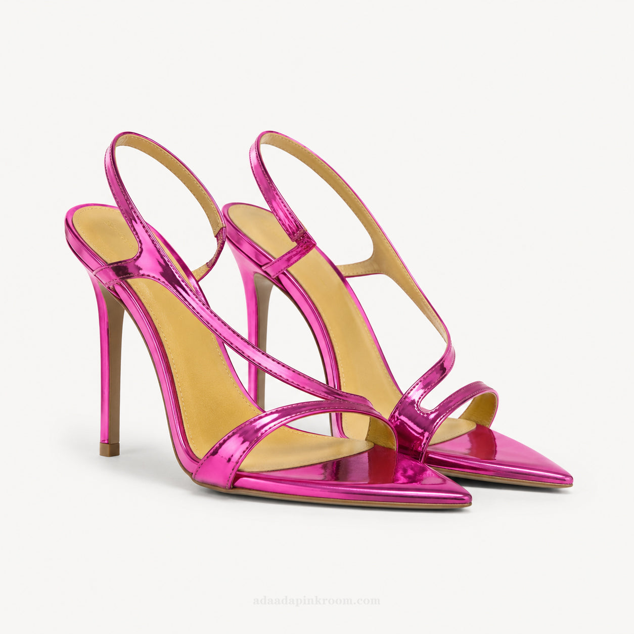 Mirror Pink Strappy Heeled Sandals