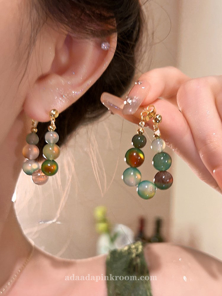 Colored agate bead earrings
