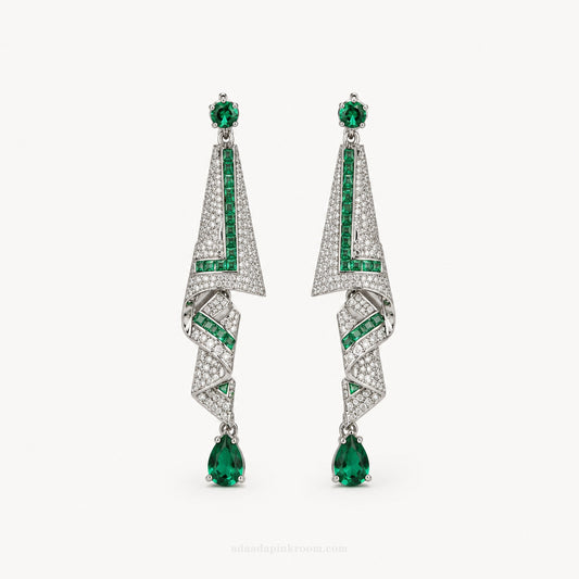 Green Crystal Drop Earrings