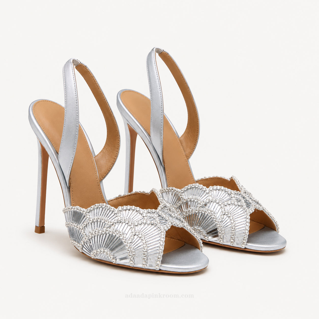 Embellished Slingback High-Heel Sandals
