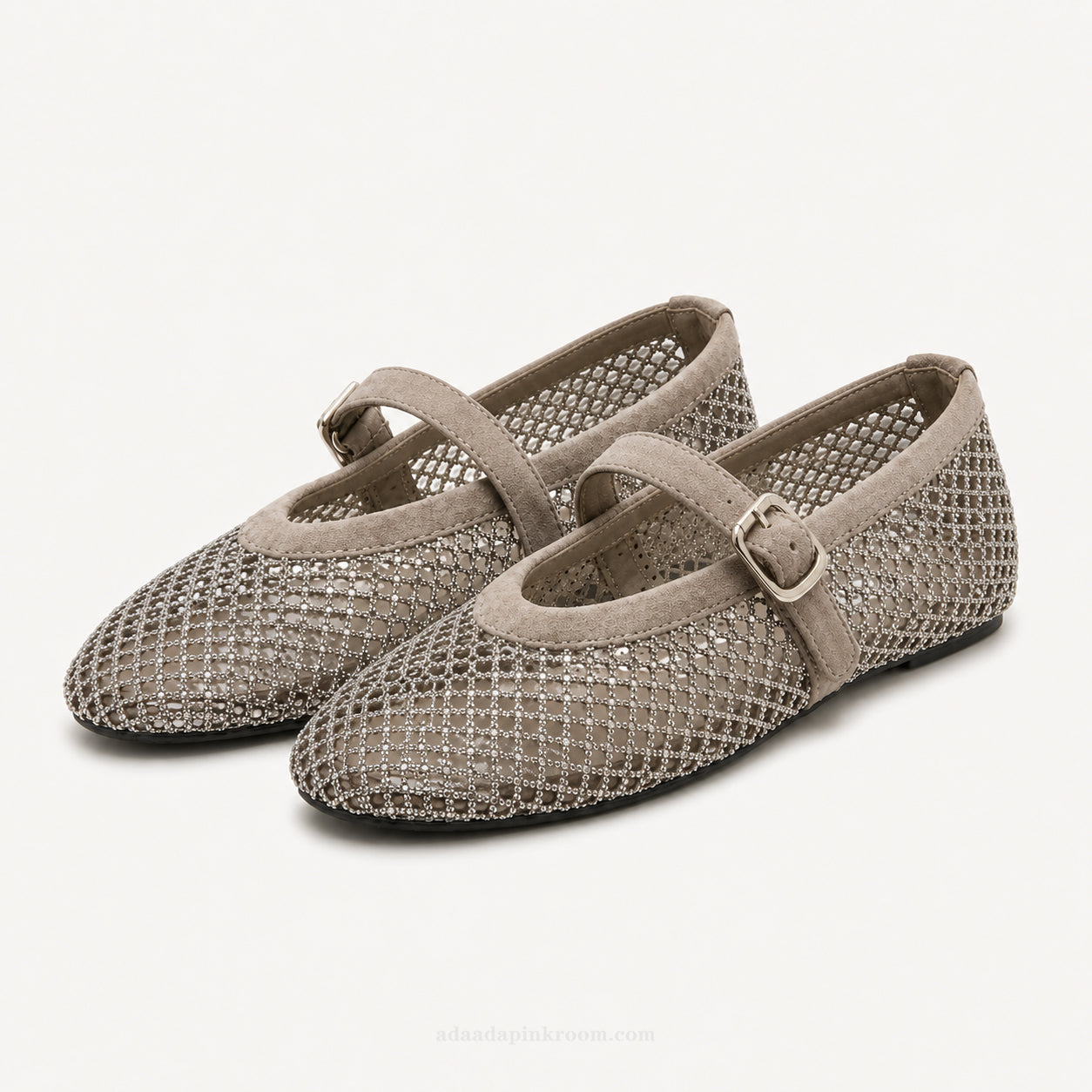 Stone Mesh Mary Jane Flats