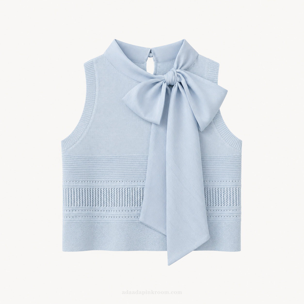 Bow-Neck Knit Top