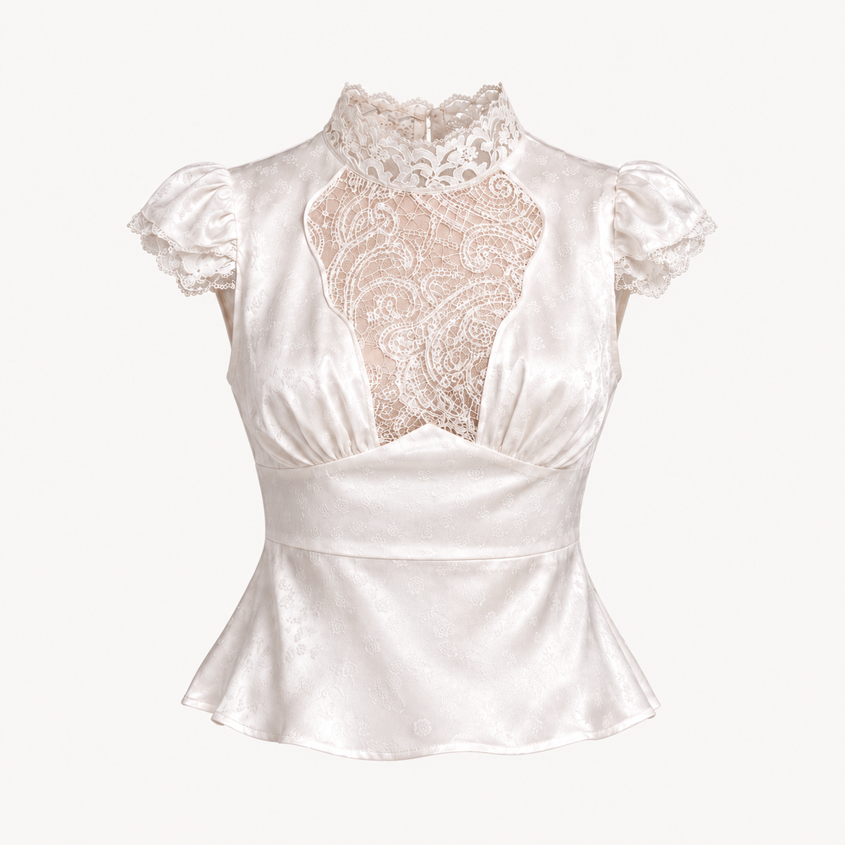 Camellia Silk Lace Peplum Blouse