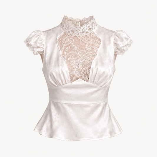 Camellia Silk Lace Peplum Blouse