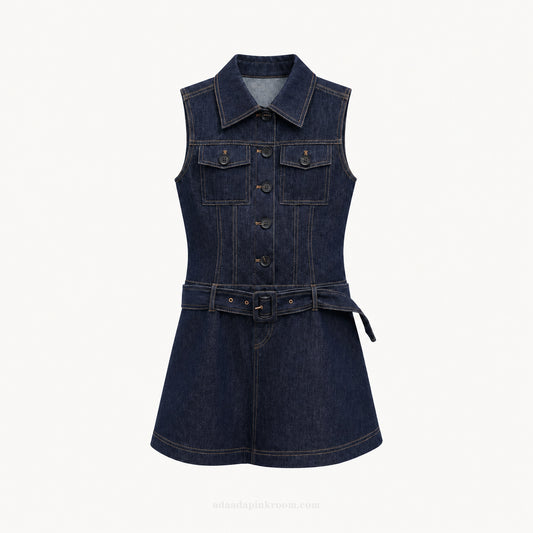 Belted Denim Mini Dress