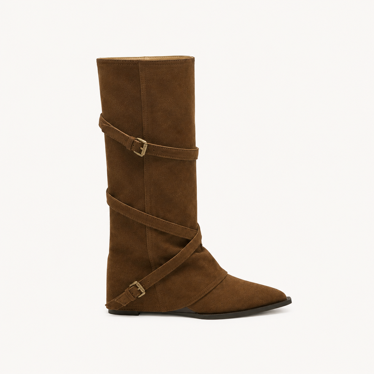 Umber Buckle Knee-High Boots