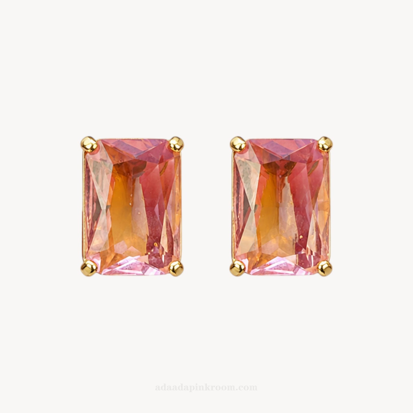 Pink Square Stud Earrings