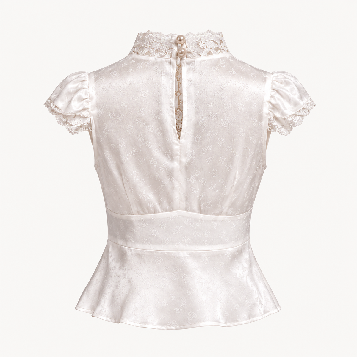 Camellia Silk Lace Peplum Blouse