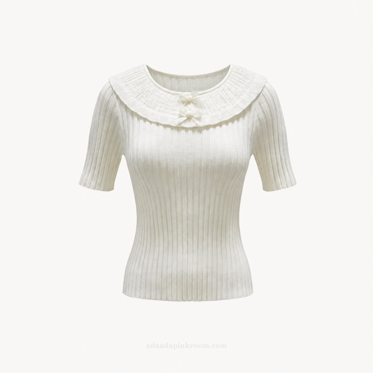 RIBBED KNIT COLLAR TOP