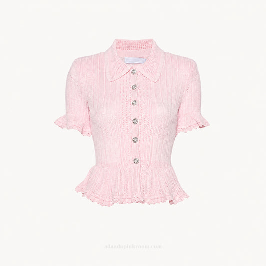 Pink Pointelle Knit Top