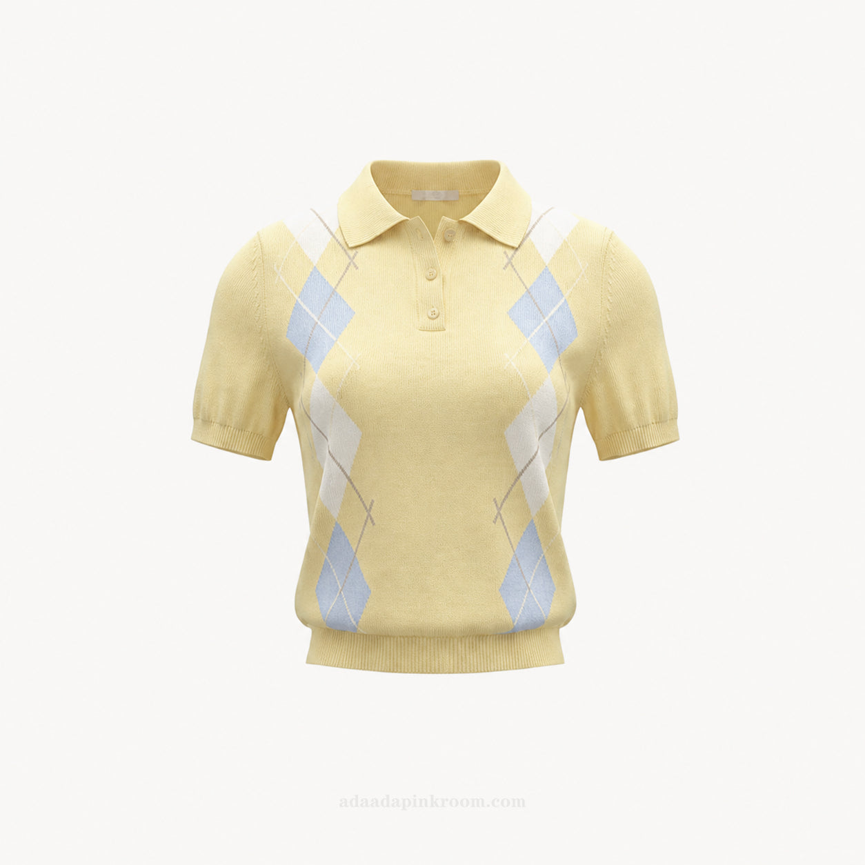 Argyle Knit Polo Top