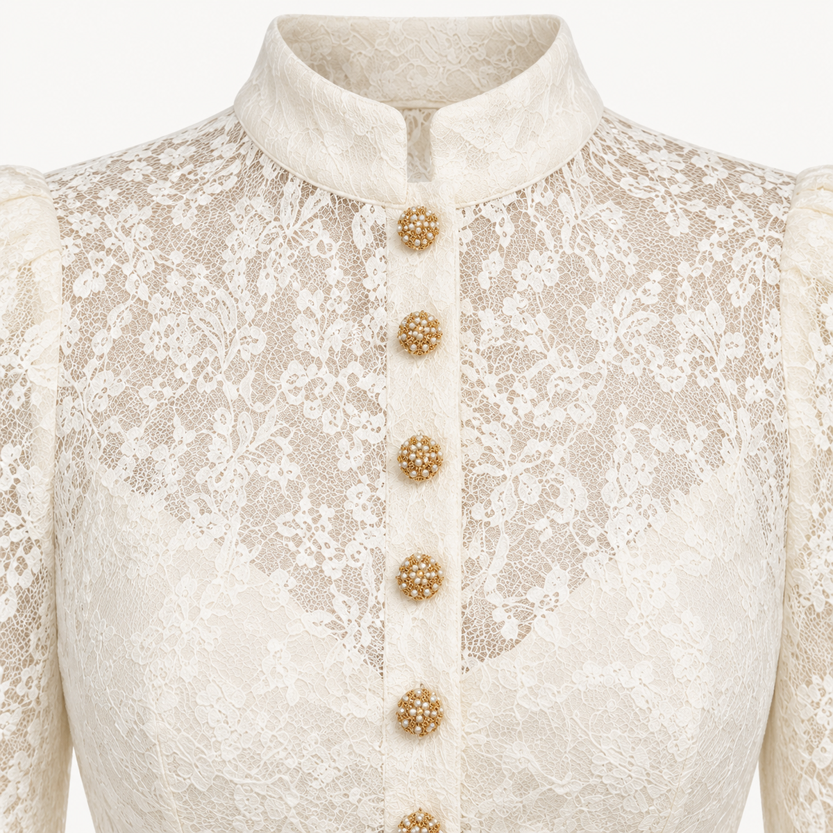 Ivory Lace Stand Collar Blouse