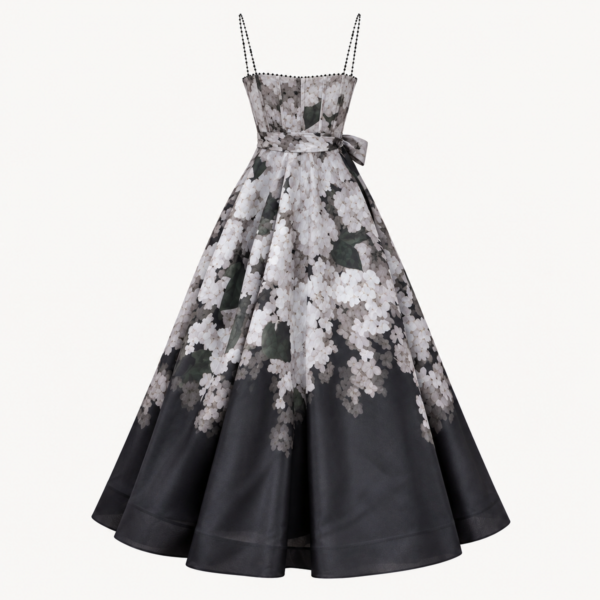 Noir Floral Corset Midi Dress