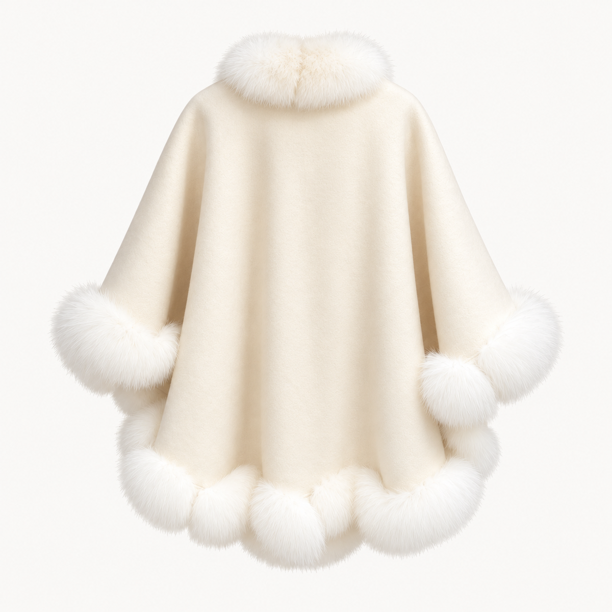 Ivory Fox Fur Trim Cape