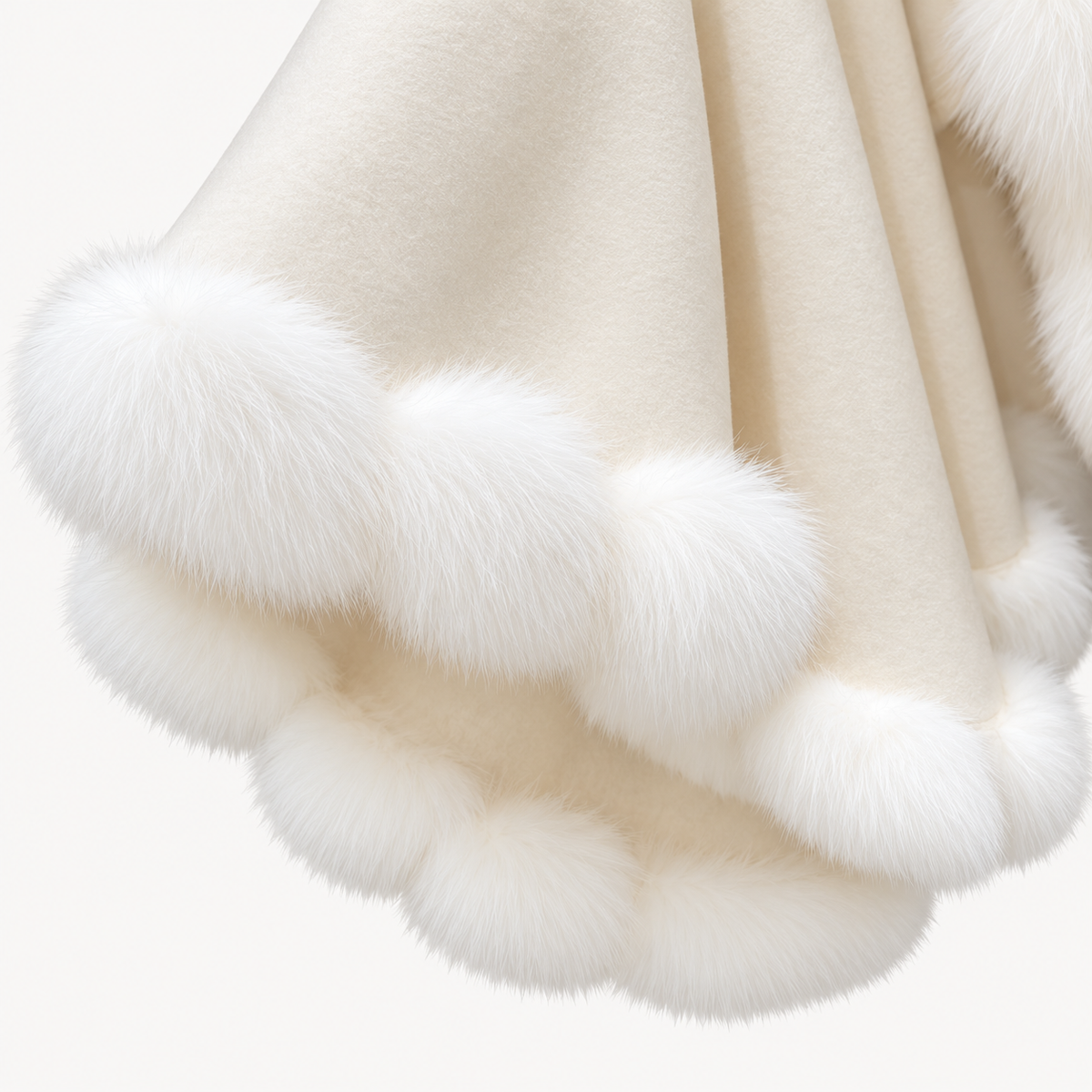 Ivory Fox Fur Trim Cape