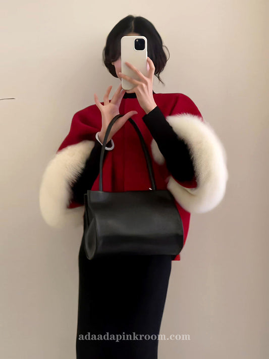 Red fox fur cape coat