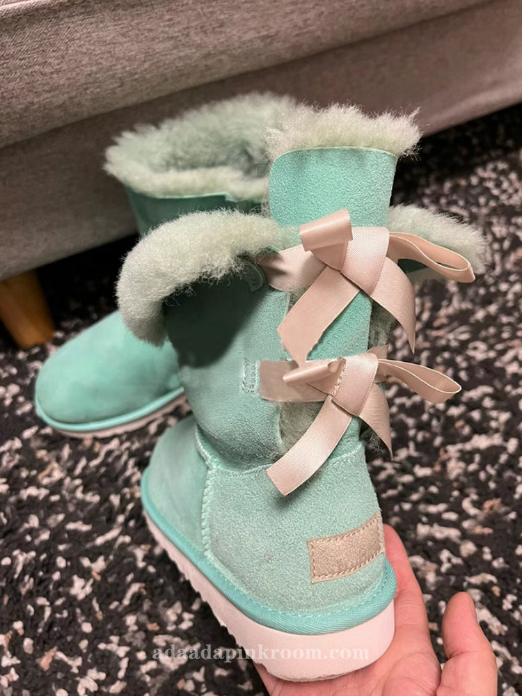 Snow boots thick bottom bow sheepskin