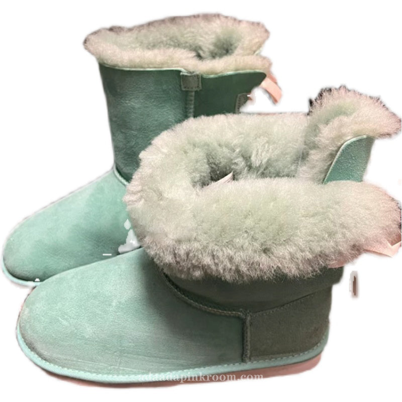 Snow boots thick bottom bow sheepskin