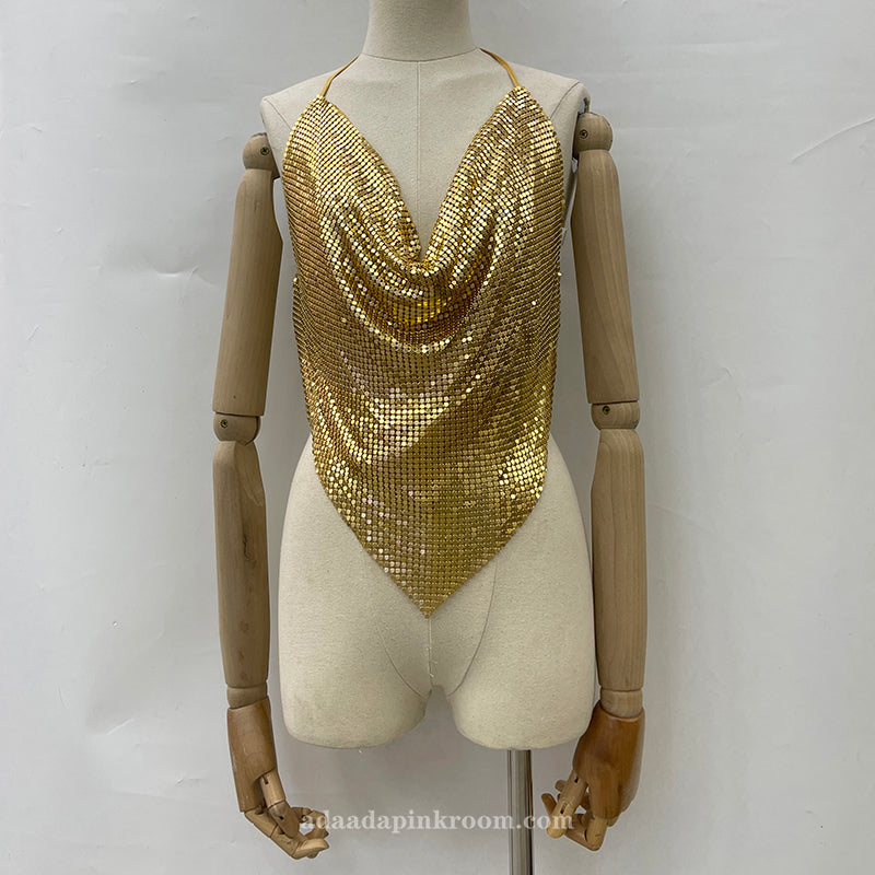 Cropped sequined top