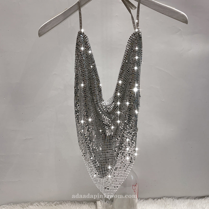 Cropped sequined top