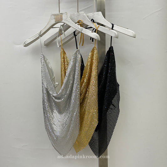Cropped sequined top