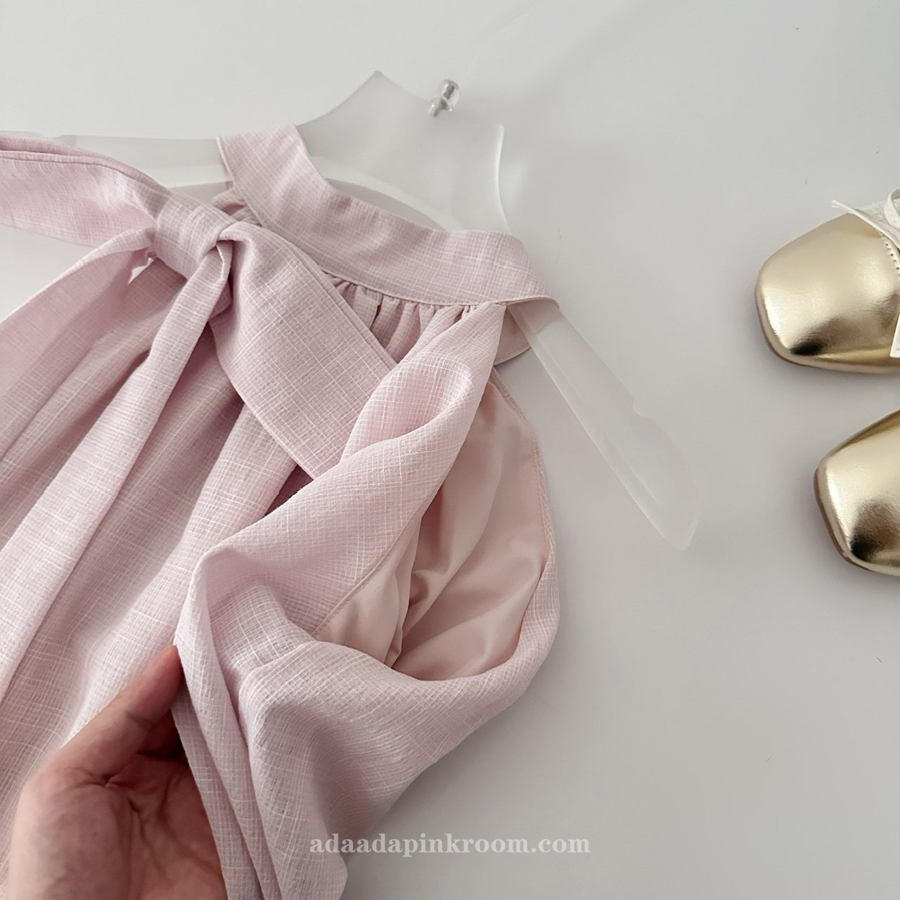 Pink halterneck sleeveless mini dress