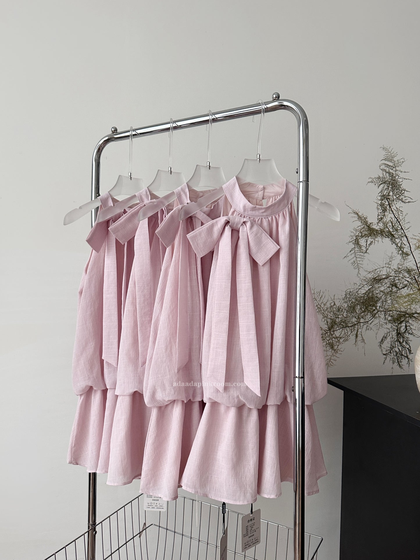 Pink halterneck sleeveless mini dress